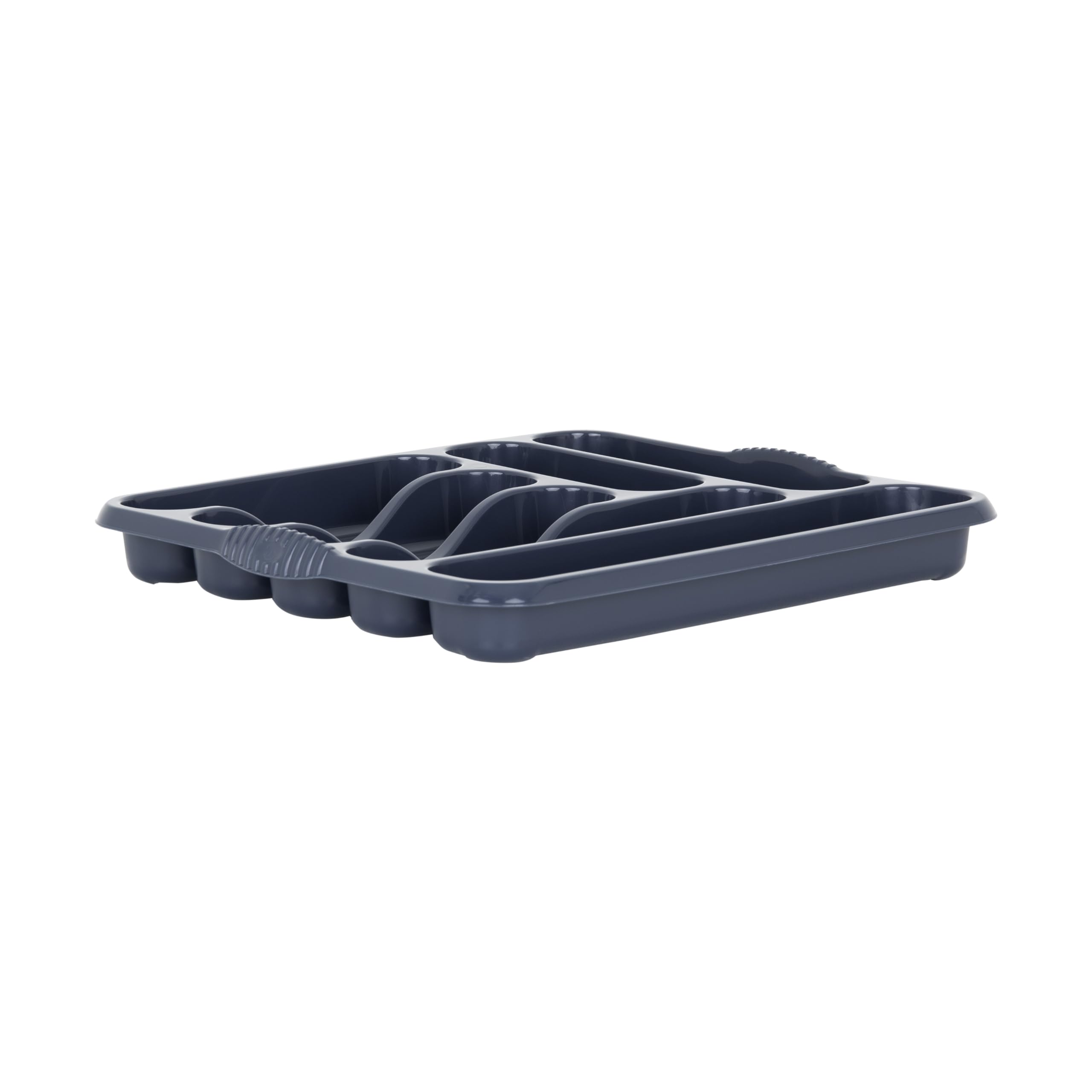 FotoStation High Grade Upcycled Plastic Large And Small Cutlery Tray Kitchen Racks and Holders Cutlery Draw for Kitchen Drawers (7 Compartment, Navy)