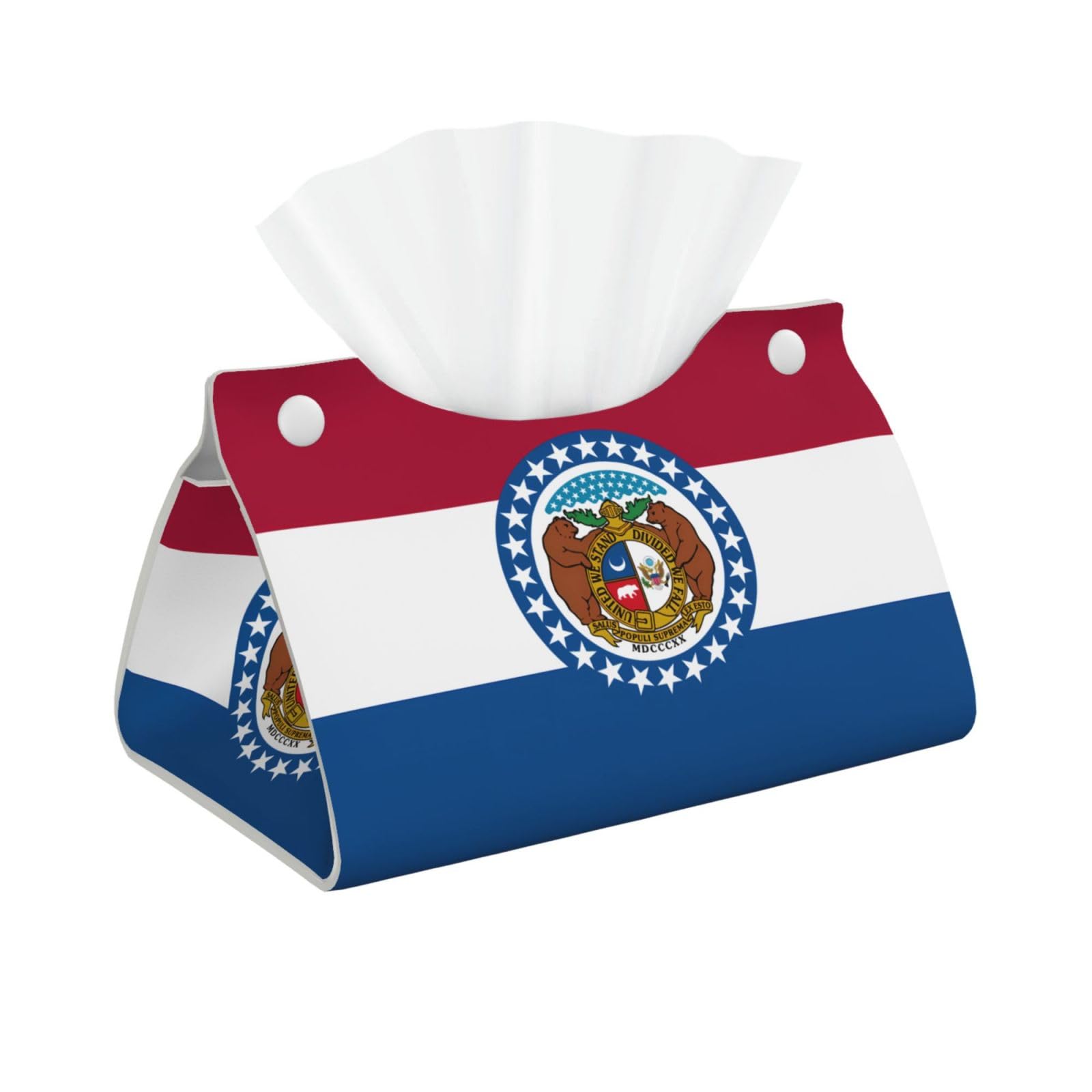 Missouri State Flag Rectangular Leather Tissue Box Cover, Folding Facial Tissue Holder Dispenser for Car