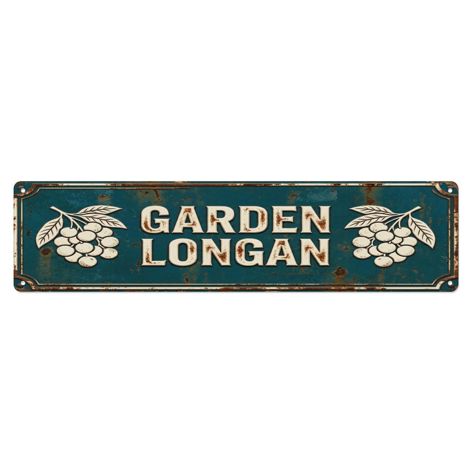 GARDEN LONGAN Vintage Fruit Rustic Farmhouse Metal Tin Sign