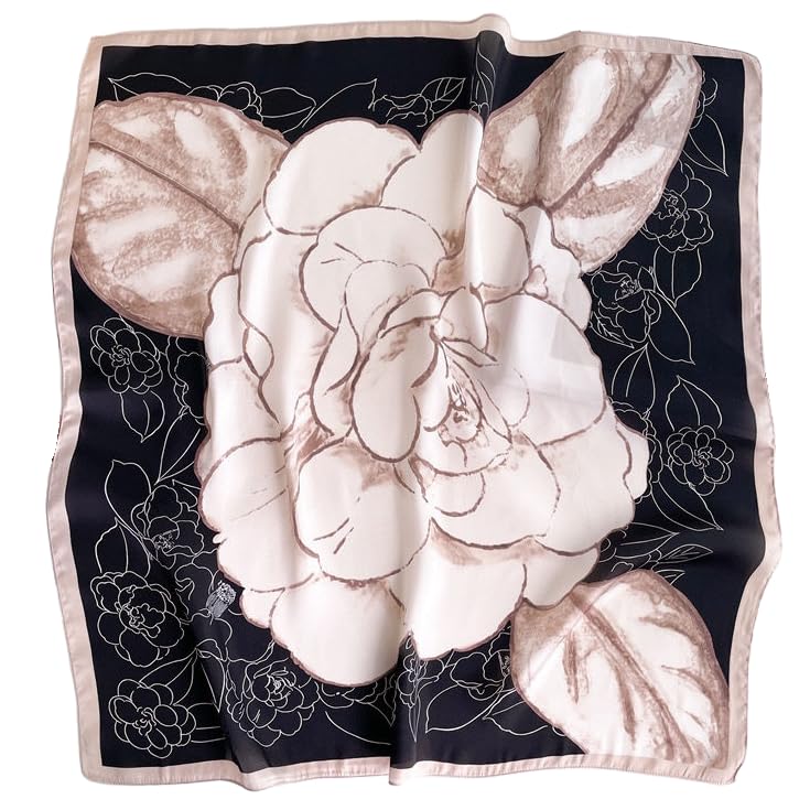 GIMIRO Frauen 70x70cm Schal Simulierte Seide Blumen Schal Krawatte Hahnentritt-Bandana