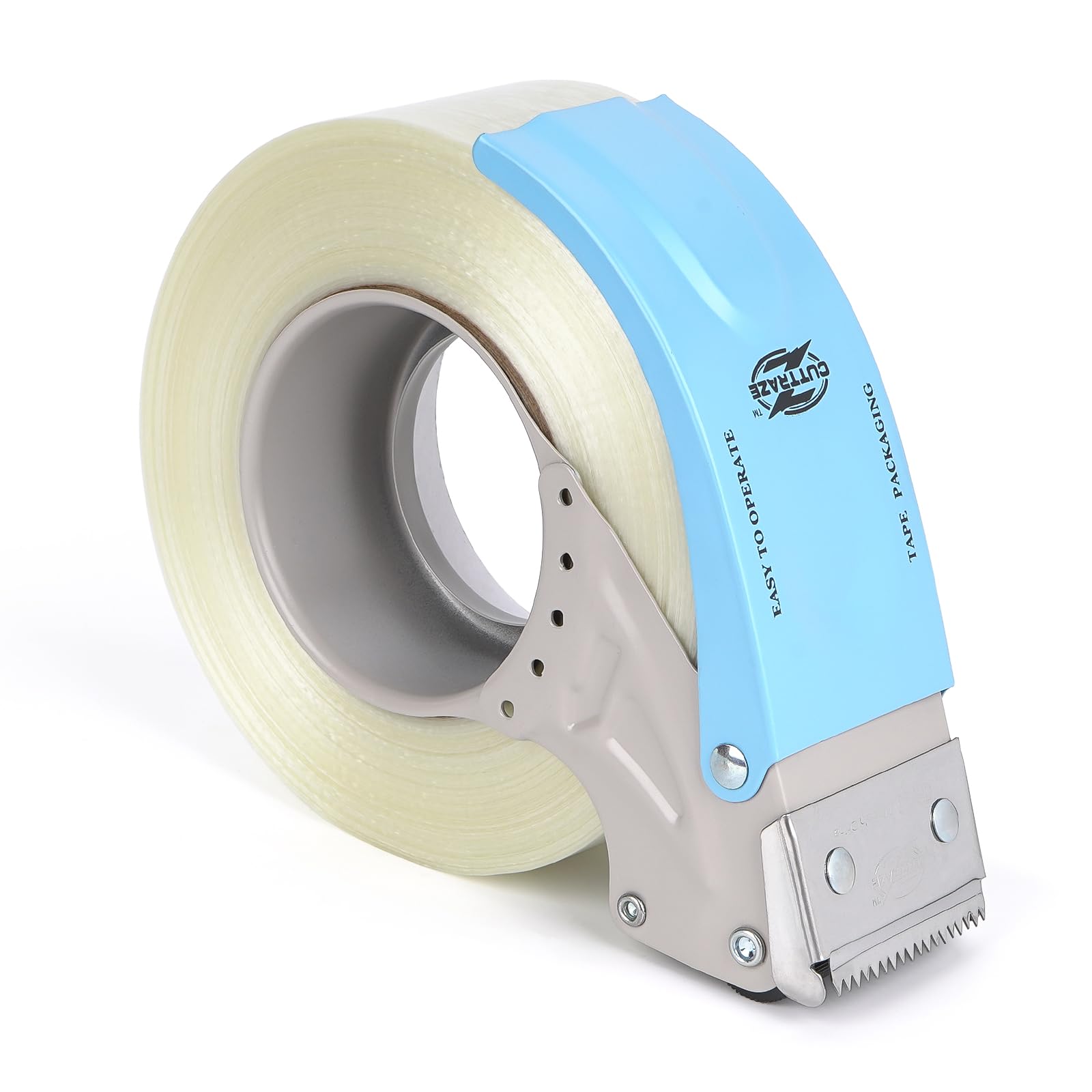 sanian Big roll 2" x80yards, 6mil Mono Fiberglass Transparent Reinforced Packing, Heavy Duty Wearproof Strapping Tape Tape 1 Pack with Dispenser，