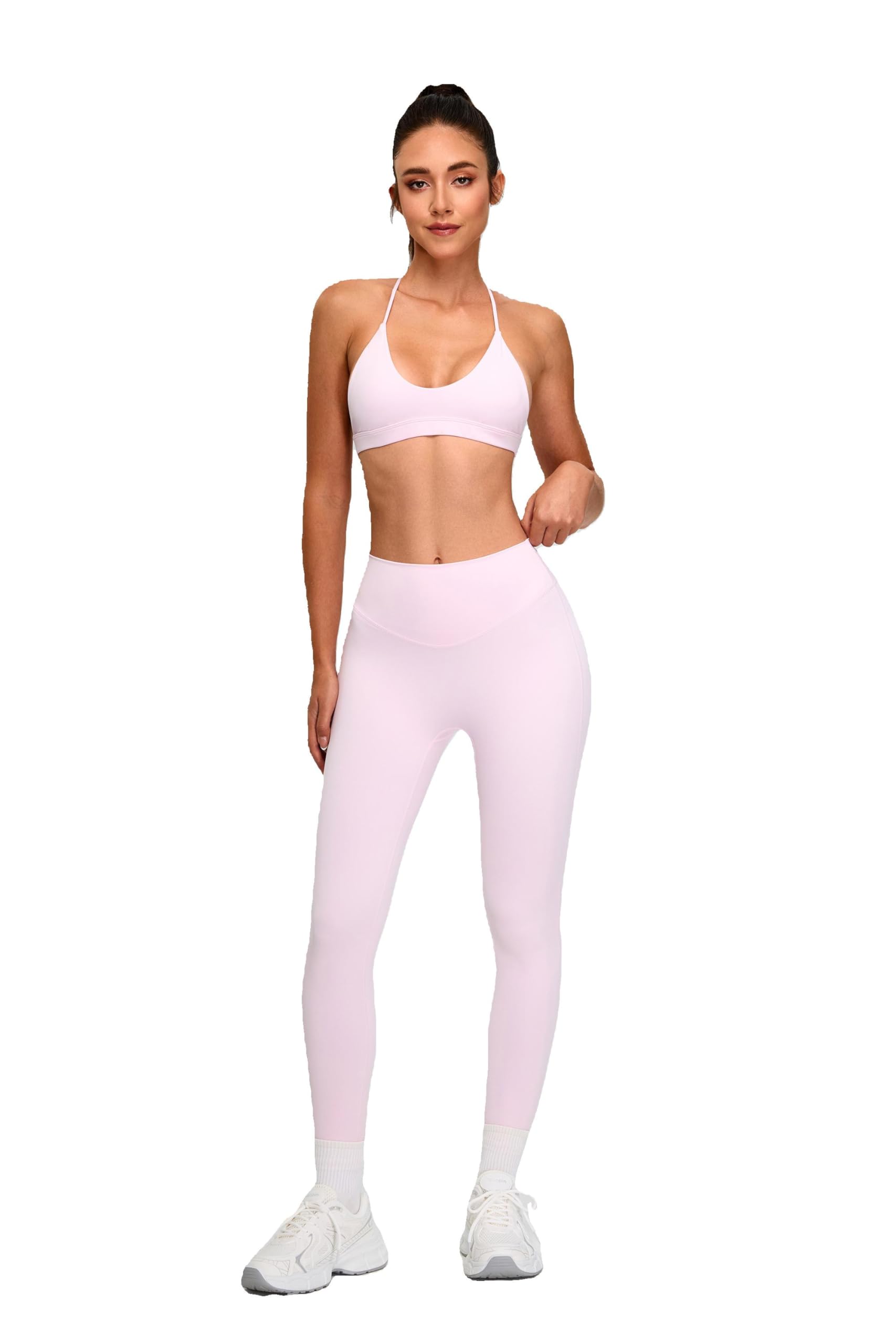Sydney Pink Workout Set for Women | Sports Bra & High-Waist Leggings | V-Shaped Waistband | Seamless Front | Peach-Lift Contour | Yoga & Gym Activewear Set-image-18