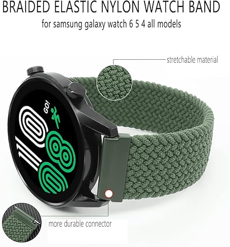 Miniatura 3 de Paquete de 4 correas trenzadas Solo Loop para Samsung Galaxy Watch 6 6 Classic 5 4 1.575 in 1.654 in 1.732 in 1.811 in 1.693 in 1.850 in 5 Pro 1.772