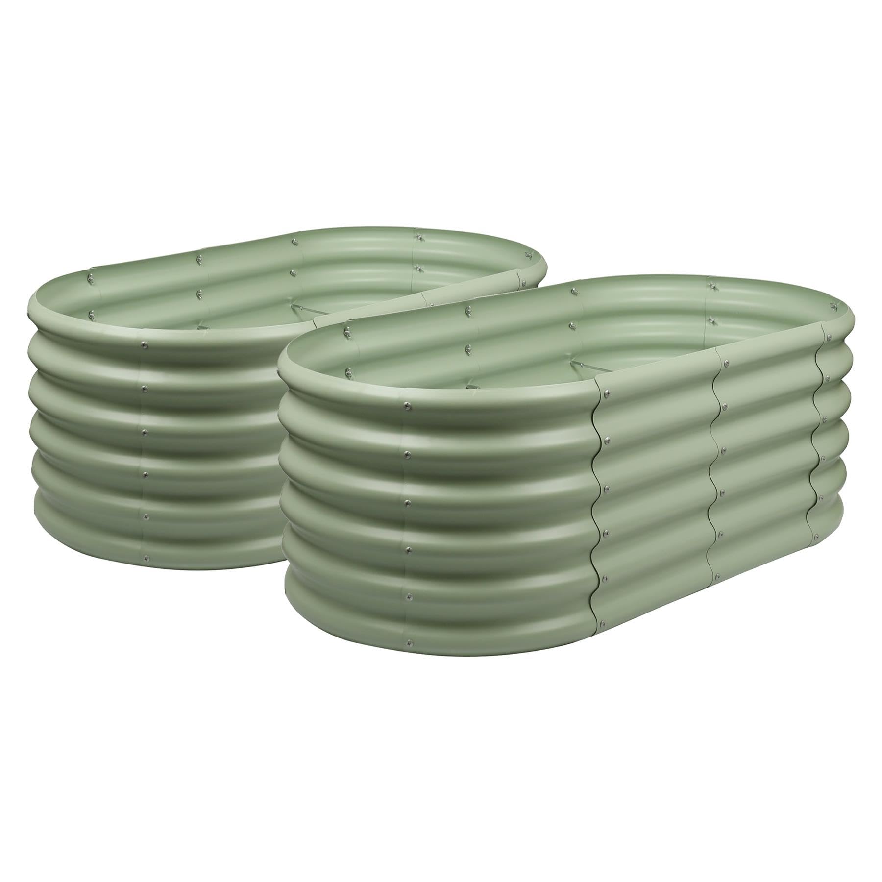 Harbour Housewares Rounded Raised Garden Beds - 120cm x 60cm x 45cm - Pack of 2 - Green Steel