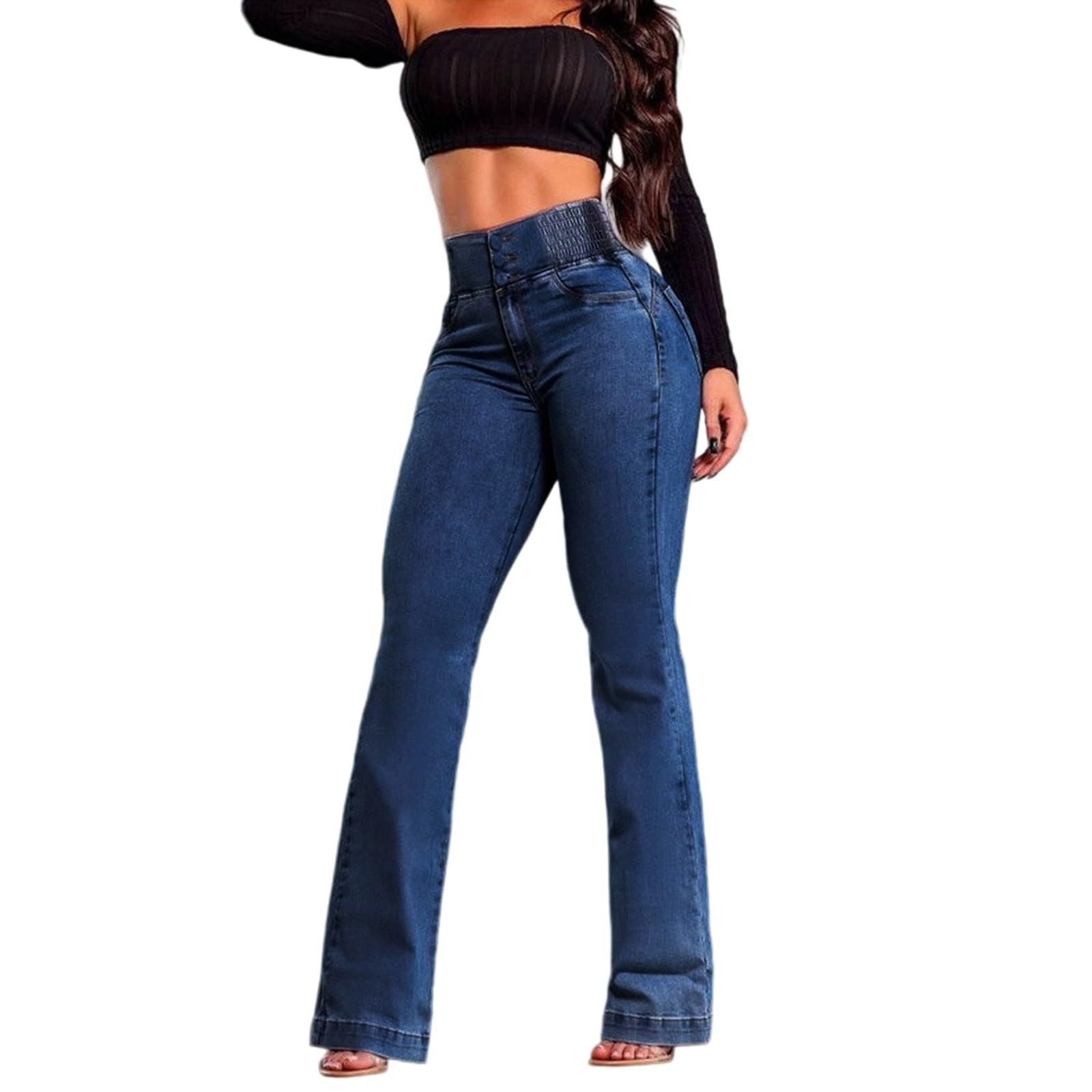 Genérico Pantalones Mujer Comodos, Pantalon Chandal Mujer, Pantalón Vaqueros Tiro Ajustados Elásticos Cómodos para Ocasiones Informales con Cierre Boton Joggers Pantalon