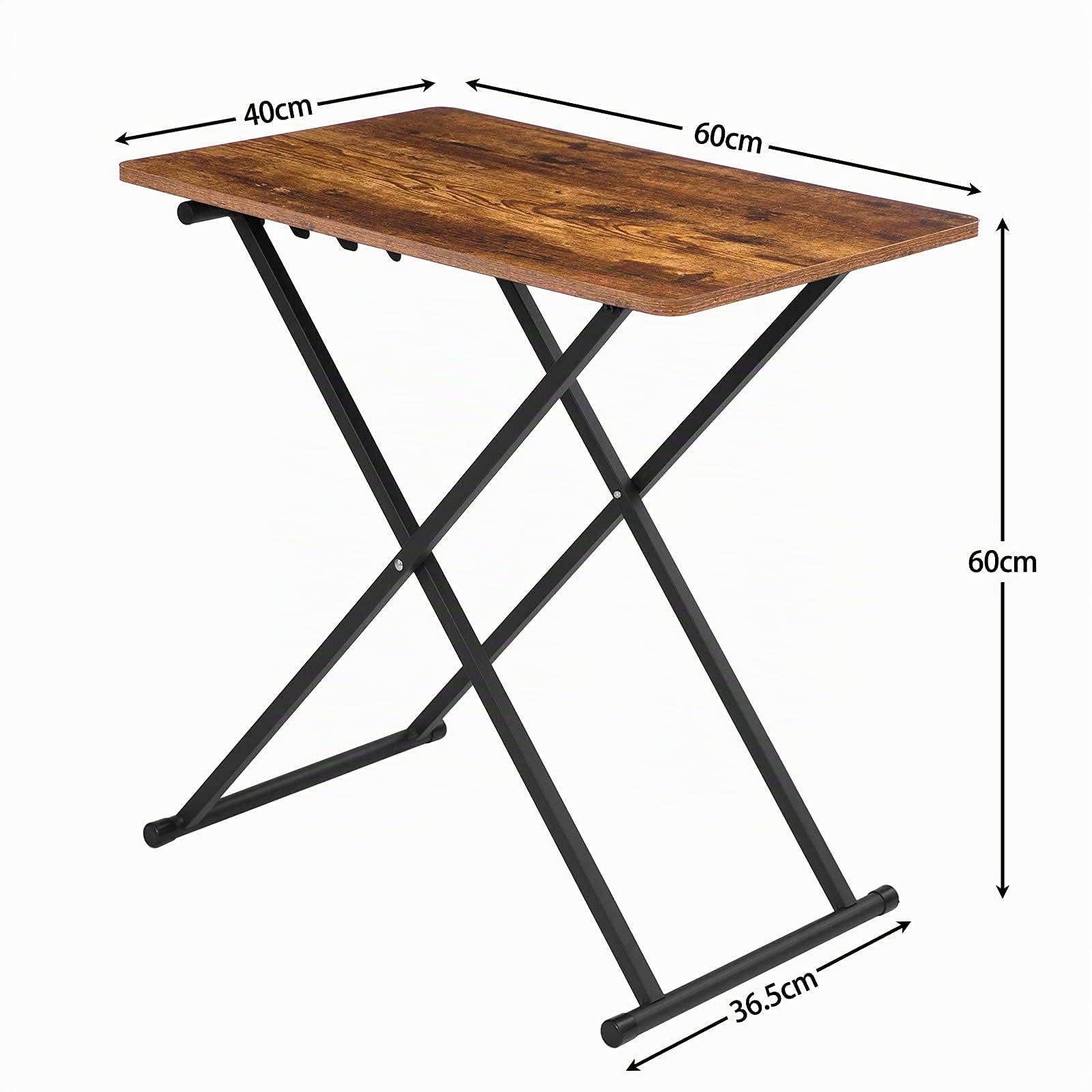 HOOBRO Tavolino, Altezza Regolabile, Pieghevoli Tavolo, Tavolini per Spuntini, 60 × 40 × 60 cm, Accanto al Divano, Stile Industriale, Struttura Stabile, Montaggio Facile, Marrone Vintage EBF16BZ01
