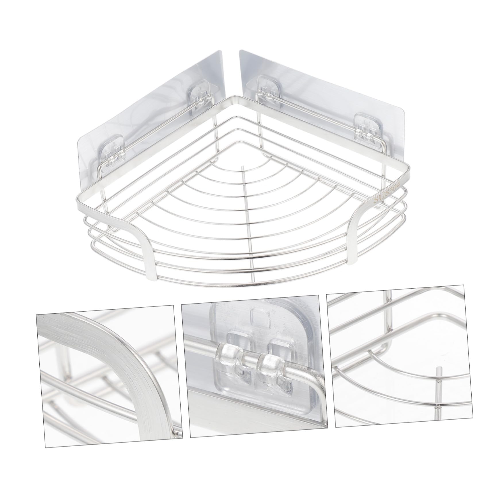 VALICLUD Estante de Ducha para Baño de Esquina 20 Cm Acero Inoxidable 304 sin Taladro Gancho Adhesivo Organizador de Pared para Almacenar Champú Gel Esponja
