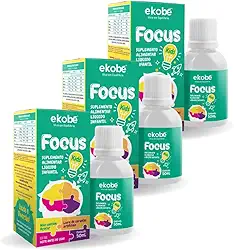 Kit Com 03 - Focus Kids (Memória) Sabor Tutti-Frutti 50ml Ekobé