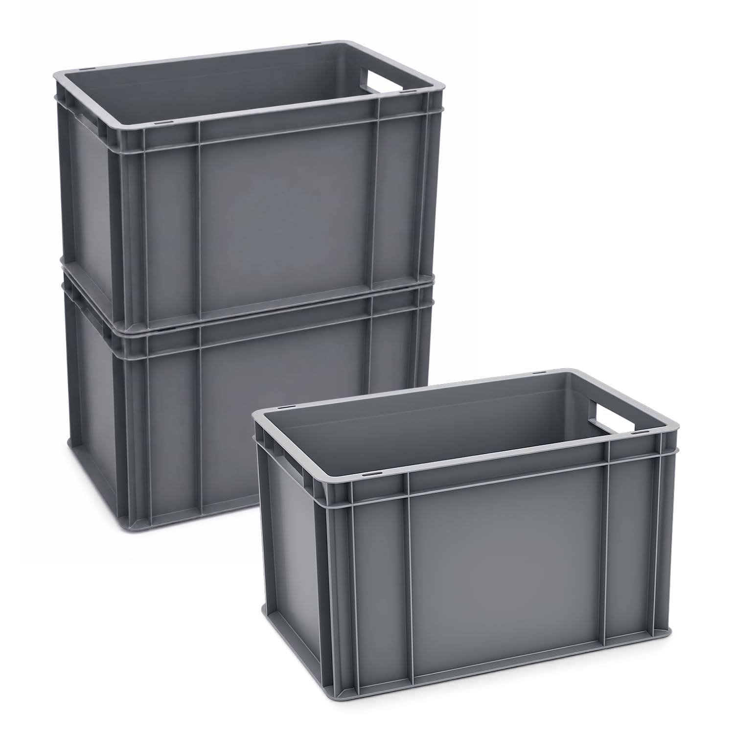 PALUPLUS 3 Cassette Multiuso con Maniglie in Plastica, Misura 60x40x32 cm, Contenitore Eurobox per Stoccaggio, Box Sovrapponibile per Garage, Aziende, Magazzini, Made in Italy -8222C -6,3