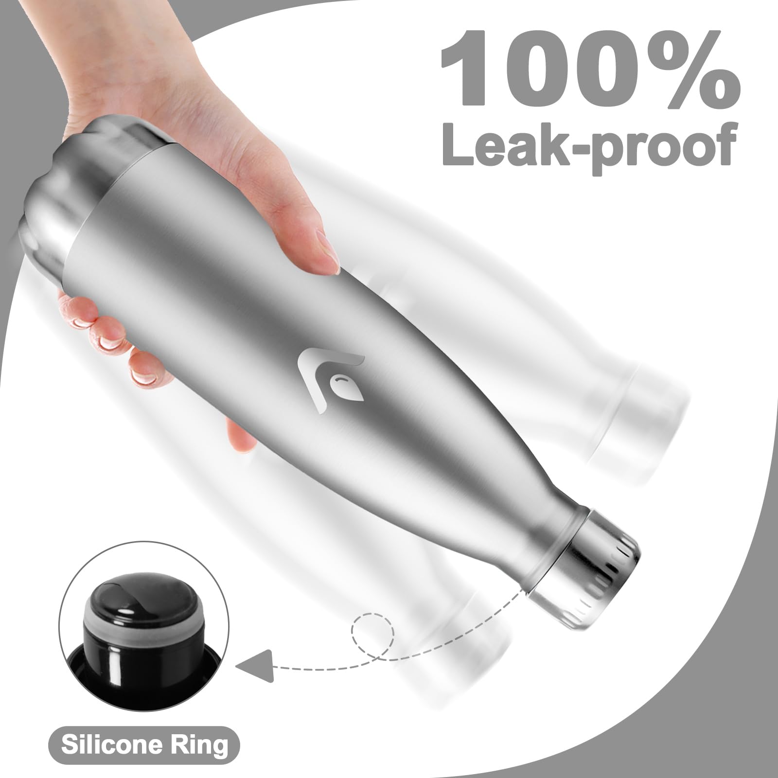 Borraccia Termica 500ml, Bottiglia Antigoccia, Bottiglia Termica Senza BPA, Doppia Parete Isolata, Borraccia Acciaio Inox, Borraccia Termica Riutilizzabile per Bambini, Ragazzi, Palestra, Viaggio