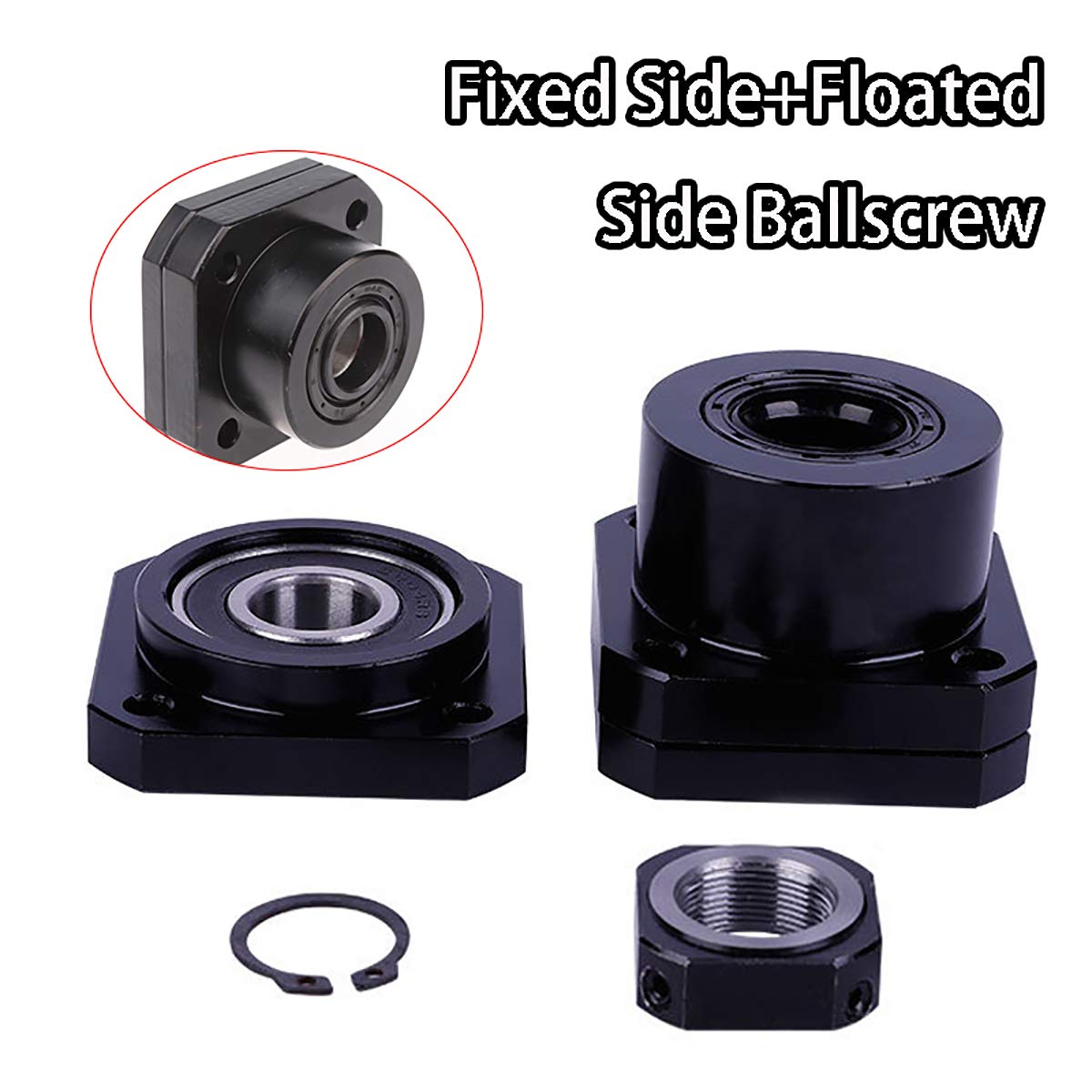 FK15 FF15 Juego de bloques de tornillos de bola fijos, soporte para lado flotado lado para piezas CNC Accesorios de máquina herramienta