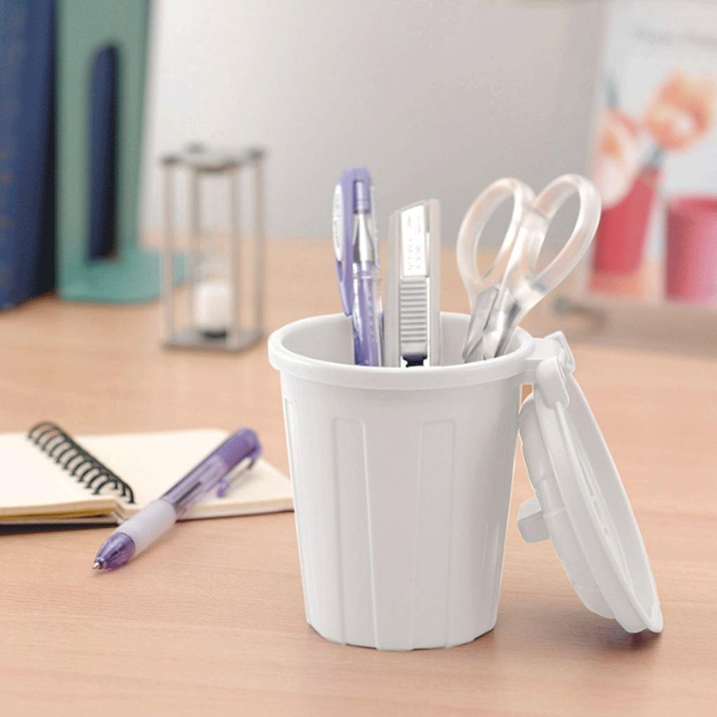 Portalápices con Tapa, bolígrafo de plástico y Vaso para lápices, Tubo para brochas de Maquillaje, Cubo de Almacenamiento pequeño de Escritorio, Mini Bote de Basura con Tapa