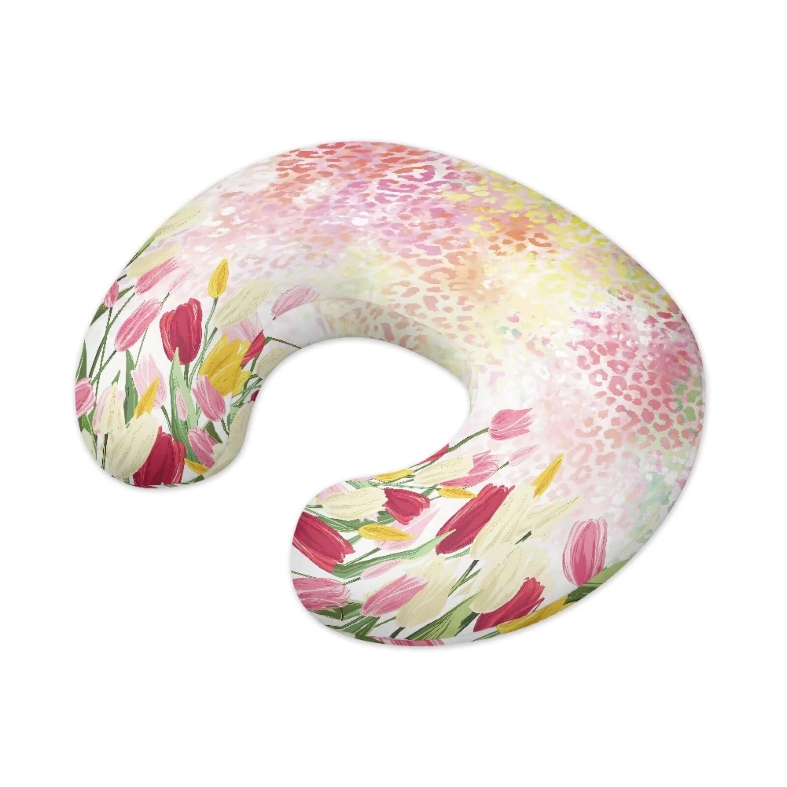 Suhoaziia Tulip Flowers Ultra Soft Comfortable Nursing Pillowcase with Hidden Zipper Washable Skin-Friendly Baby Nursing Support Pillow Cover for Bottle and Breastfeeding