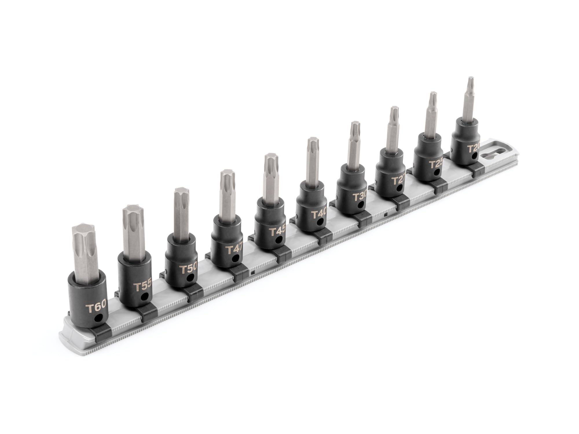 TEKTON Zestaw nasadek udarowych Torx 3/8 cala z szyną, 10-częściowy (T20 - T60) | SIB91103