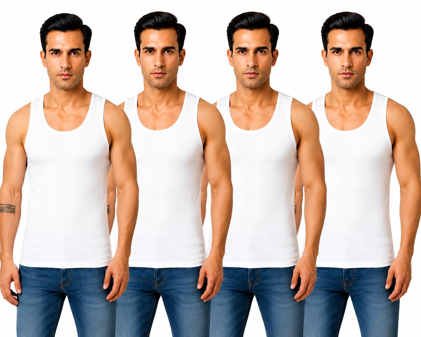 kothari Men's Cotton Ribbed Vest Round Neck Gym Vest Soft Breathable Innerwear Stretch Comfortable Casual Undershirt Pack of 5-picture-13