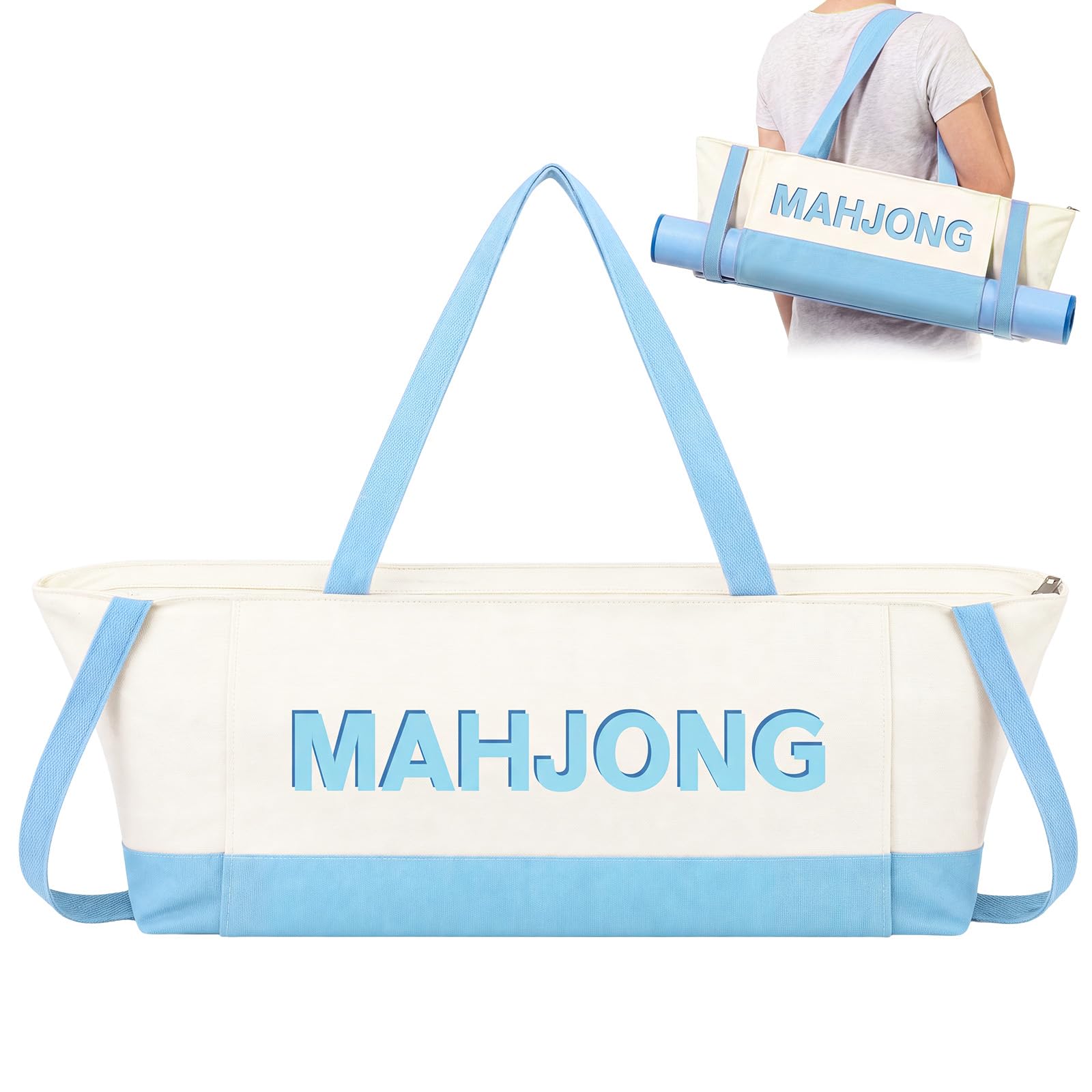 Abbylike 28"x9" Mahjong Bag for Mahjong Accessories,Light Blue,Canvas โ image 1