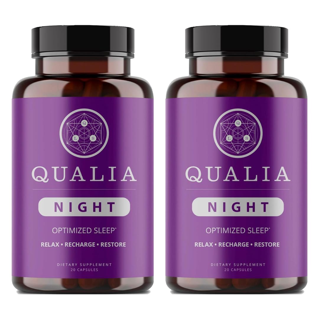 Qualia Night Sleep Aid | Non-Habit Forming | Science-Backed Supplement for Deep Refreshing Sleep | Melatonin-Free, Vegan, Non-GMO, Gluten-Free