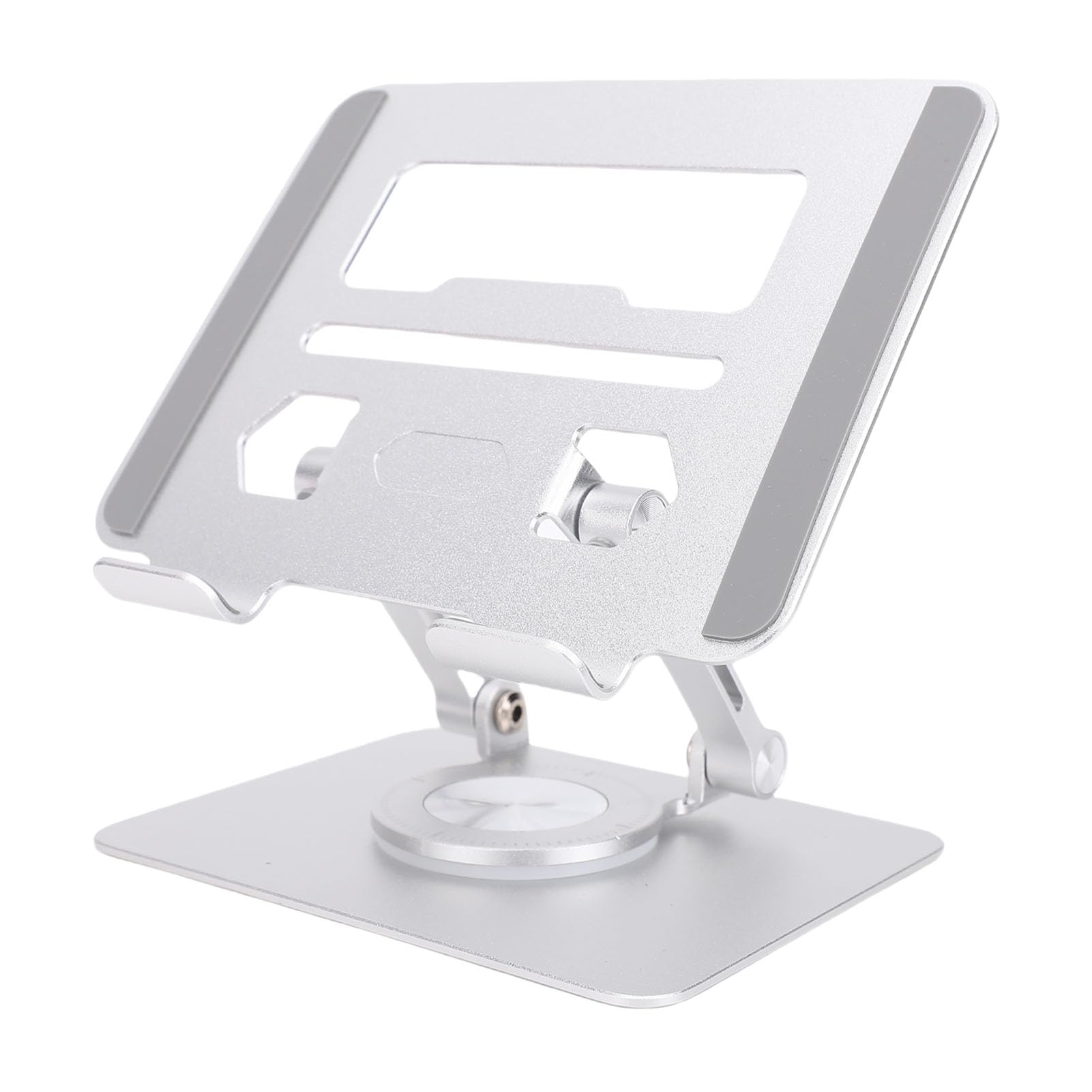Soporte ajustable para tabletas plegable Soporte para tabletas giratorio de 360 ° con base de aleación de aluminio para tabletas de 5,8 a 12,9 pulgadas Lectores electrónicos (plata)