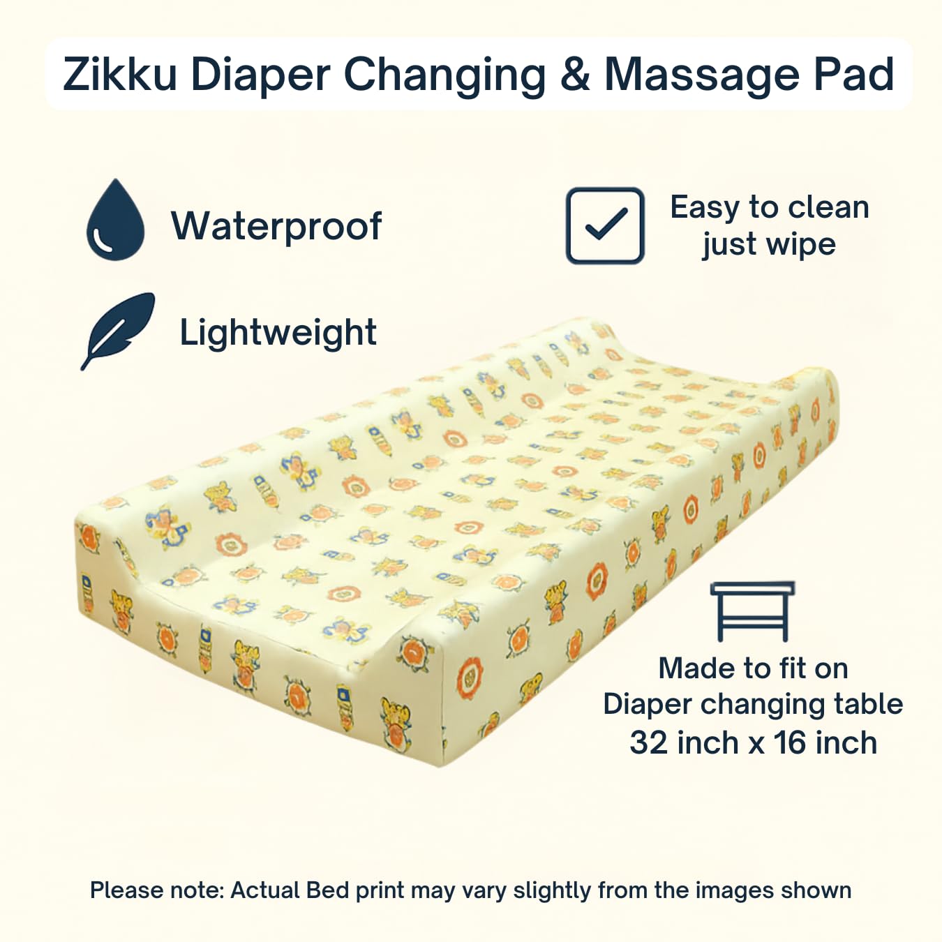 Baby Diaper Changing and Massage Pad with Safety Belt (Teddy + Tree Cover) - Image 3 thumbnail