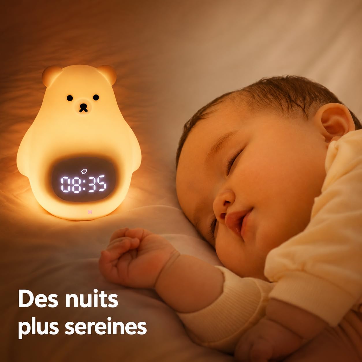 Kinderwecker Tag / Nacht mit LED-Nachtlicht – Steuerung über App iOS/Android – Lernwecker und beleuchtet – wiederaufladbar – Schlaf lernen – Mädchen & Jungen