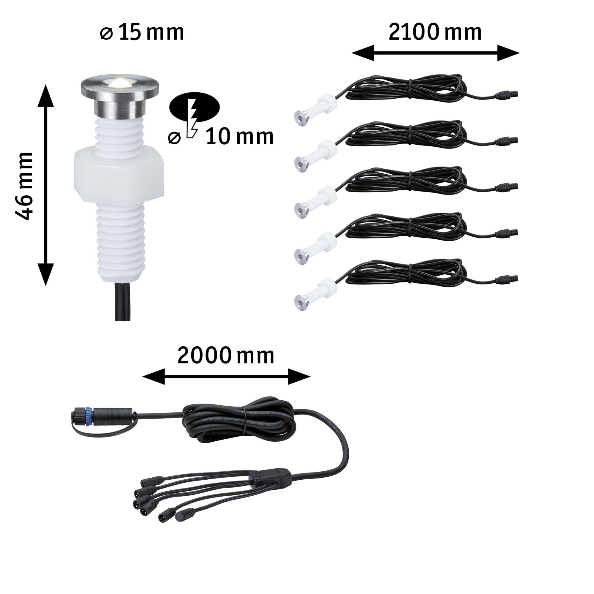 Paulmann 93694 zestaw opraw wpuszcz. Outdoor Plug & Shine MicroPen II IP67 3000K stal szlach. 93694 opr.wpusz. refl.wpusz. oprawa wpusz.zewn.ośw.zewn.