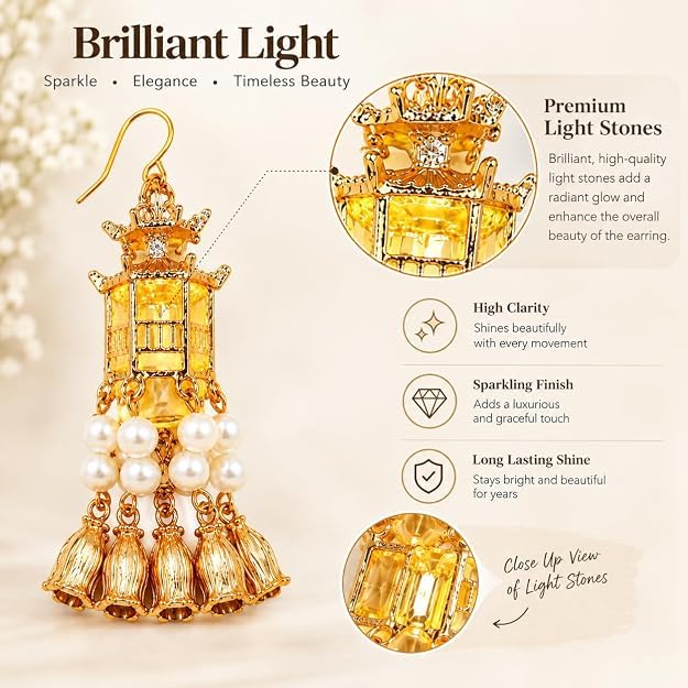 Generic Gold Plated Pearl Dangle Earrings for Women - Image 3