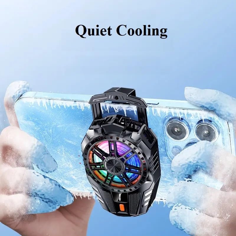 Image of Elfora Mobile Cooler | Phone Cooler | Gaming Mobile Cooler | Fast Cooling With Advanced Cooling Chip & Built-In LED Temperature Display Compatible For Android & IPhones | Black, 20x20x4 Cm