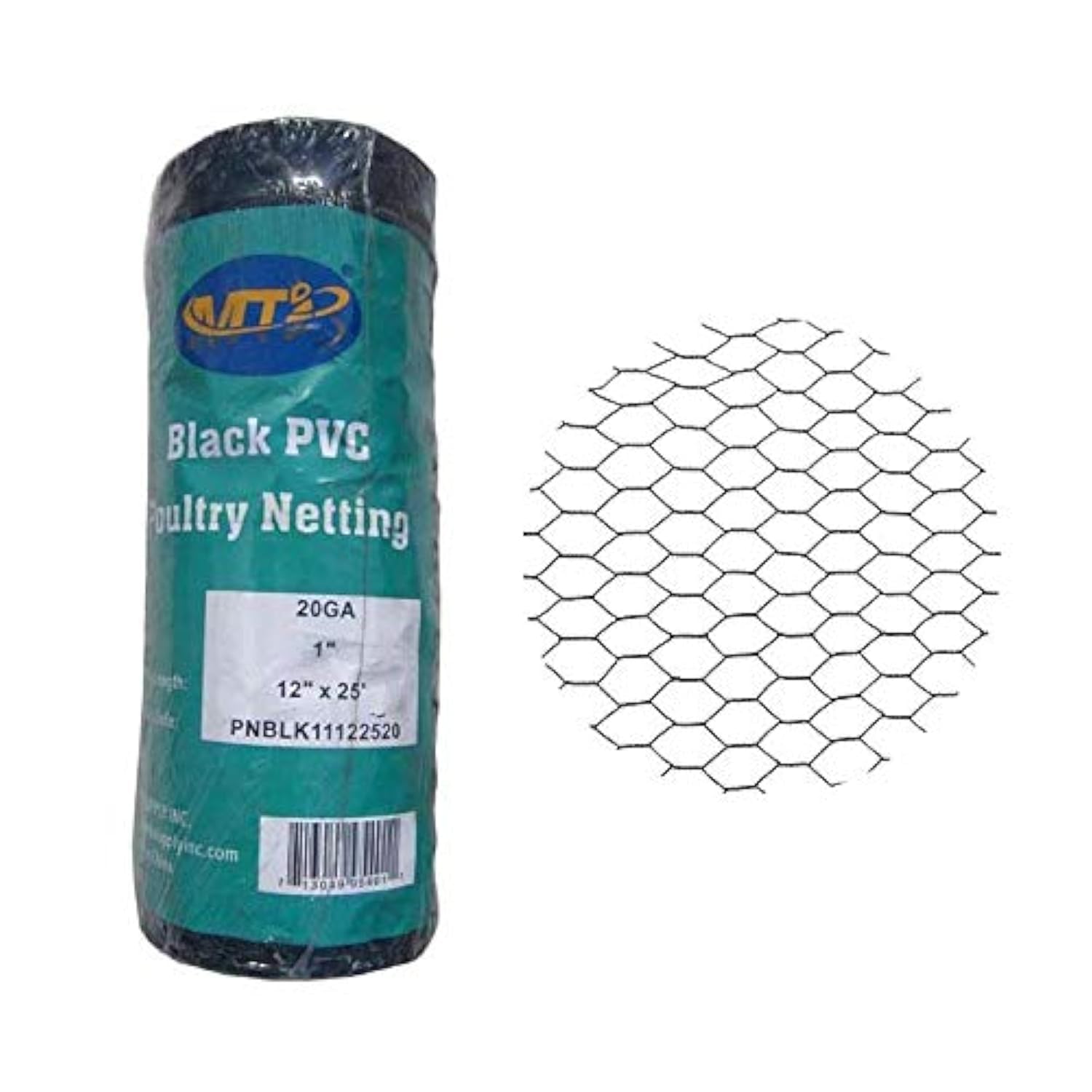 MTB PVC Hexagonal Poultry Netting Chicken Wire 12" x25' x 1" Mesh 20GA Black-image-27
