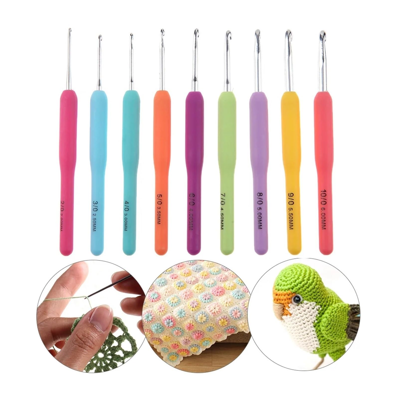 Kit Ganchillo Kits de ganchos de crochet con bolsa de almacenamiento, agujas de crochet de aluminio con mango suave, juego de agujas de tejer for tejer hilo, herramienta de costura y tejido DIY(Set B)