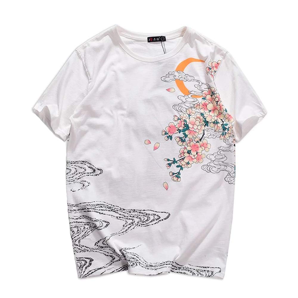 BaronHong Męski bawełniany T-shirt z nadrukiem z krótkim rękawem