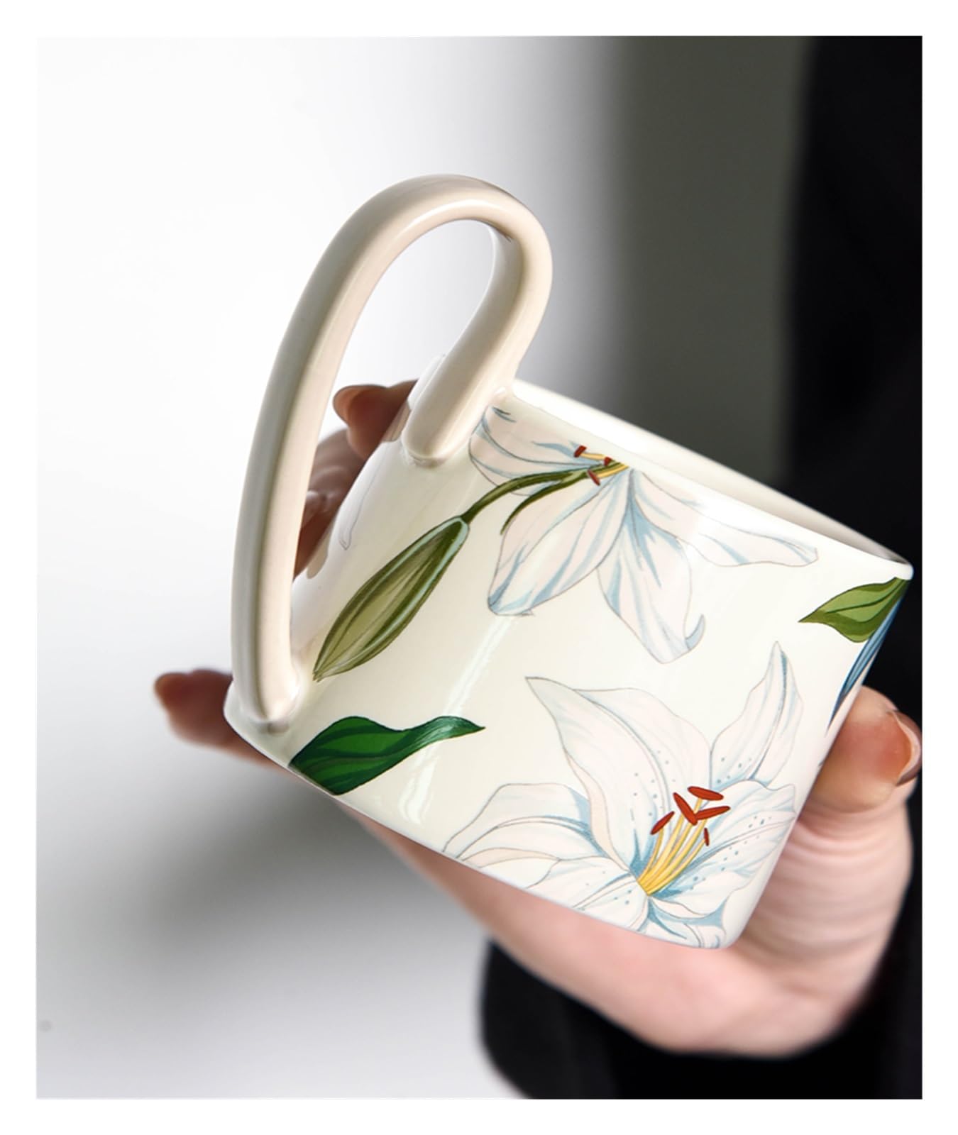 Lily - Ceramiczny zestaw filiżanek do herbaty i kawy ze spodkami w pudełku prezentowym - idealny na popołudniową herbatę i jako prezent (opakowanie 1 szt.)