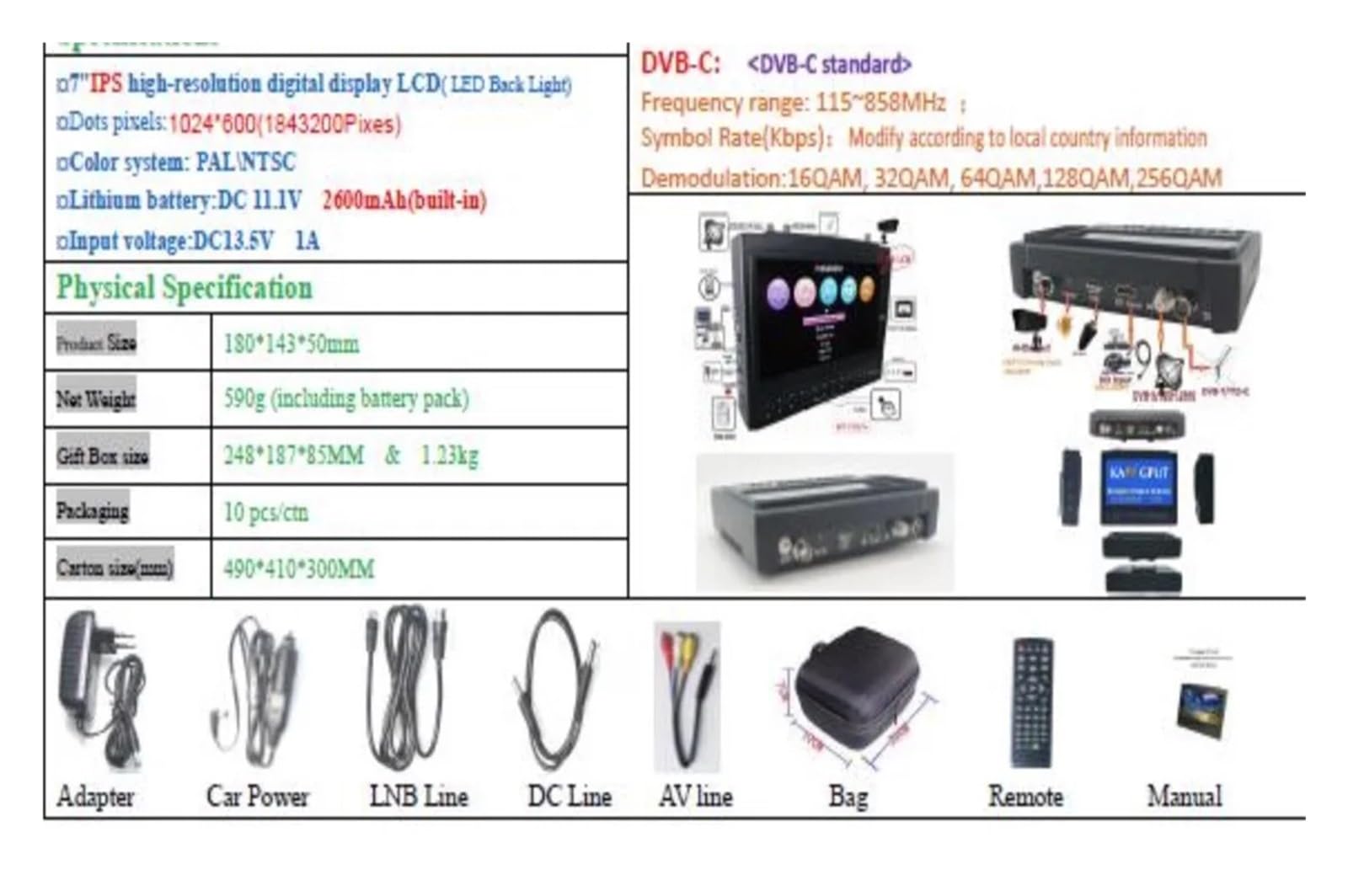 Buscador de señal satelital, KPT-717S/T DVB-S2 DVB-T/T2 DVB-C Combo Buscador De Satélite Digital H.265 Vs Kpt716ts V8 2 ST-5150, Dispositivo Portátil