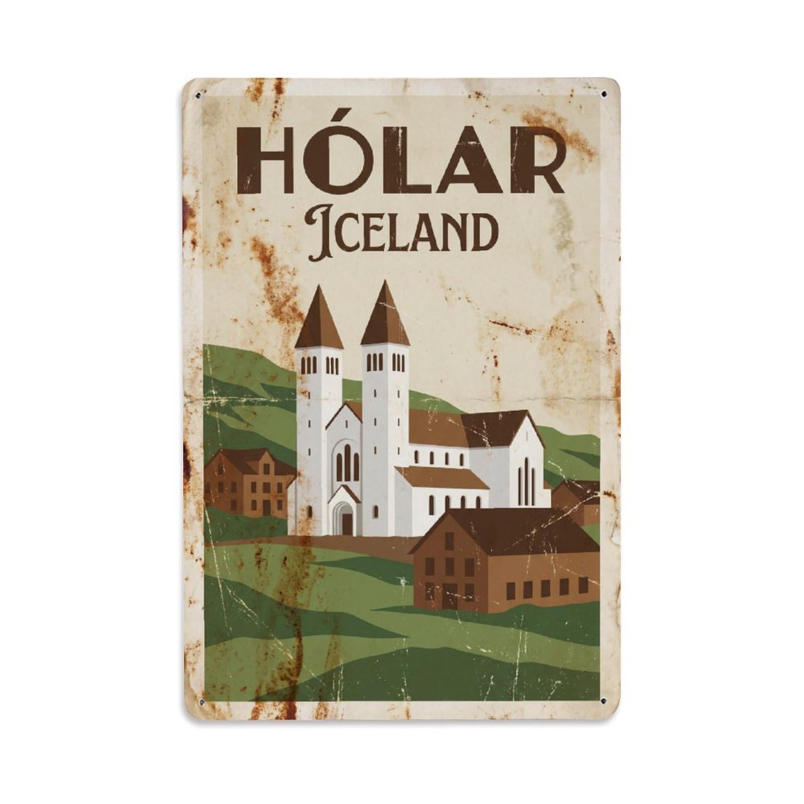 Este 8X12inch Style Vintage Travel Holar Iceland Historic Metal Tin Sign