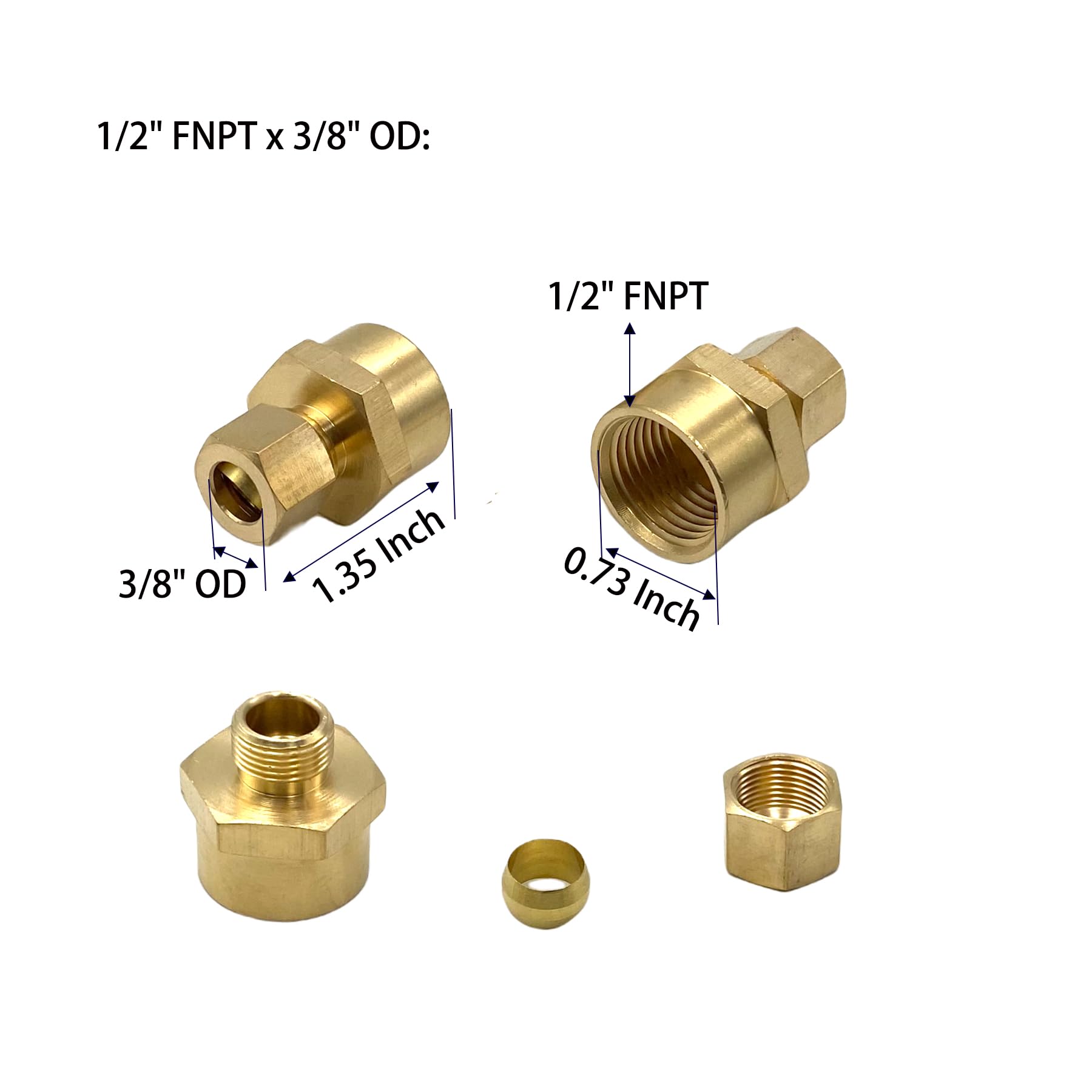 Raccord Coudé En Laiton 3/8NPT X 3/8 OD – Lot De 2, Solide Et Fiable Pour Vos Tuyaux !