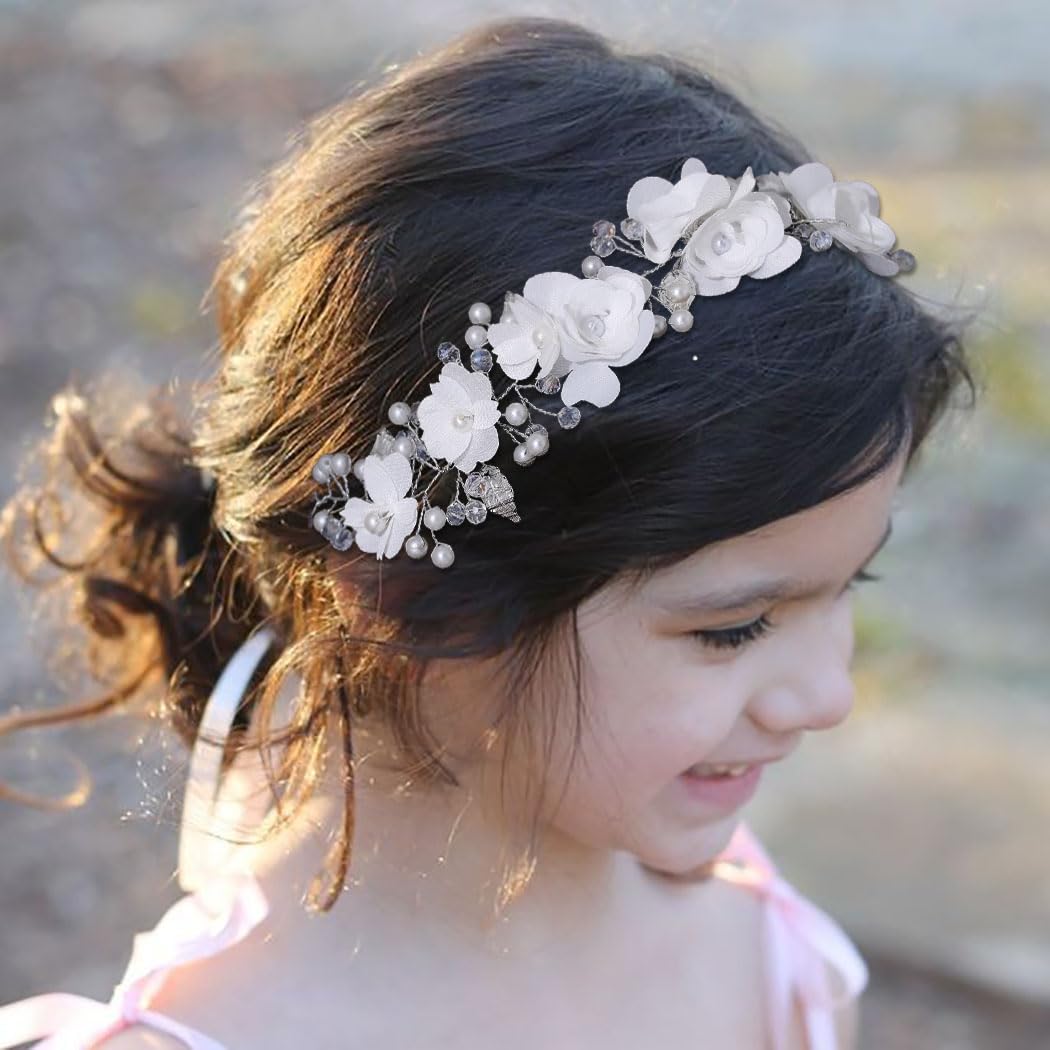Cerchietto per capelli da principessa con fiore e strass, in lega