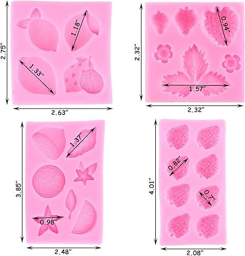 Miniatura 3 de Zixiang Molde de fondo de limón, molde de silicona de fresa, flor de fruta de verano, molde de chocolate, rodajas de limón, molde de resina para