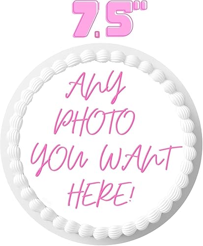 Miniatura 1 de Decoración para tartas personalizada, comestible, personalizada, para cumpleaños, 7 pulgadas, círculo redondo