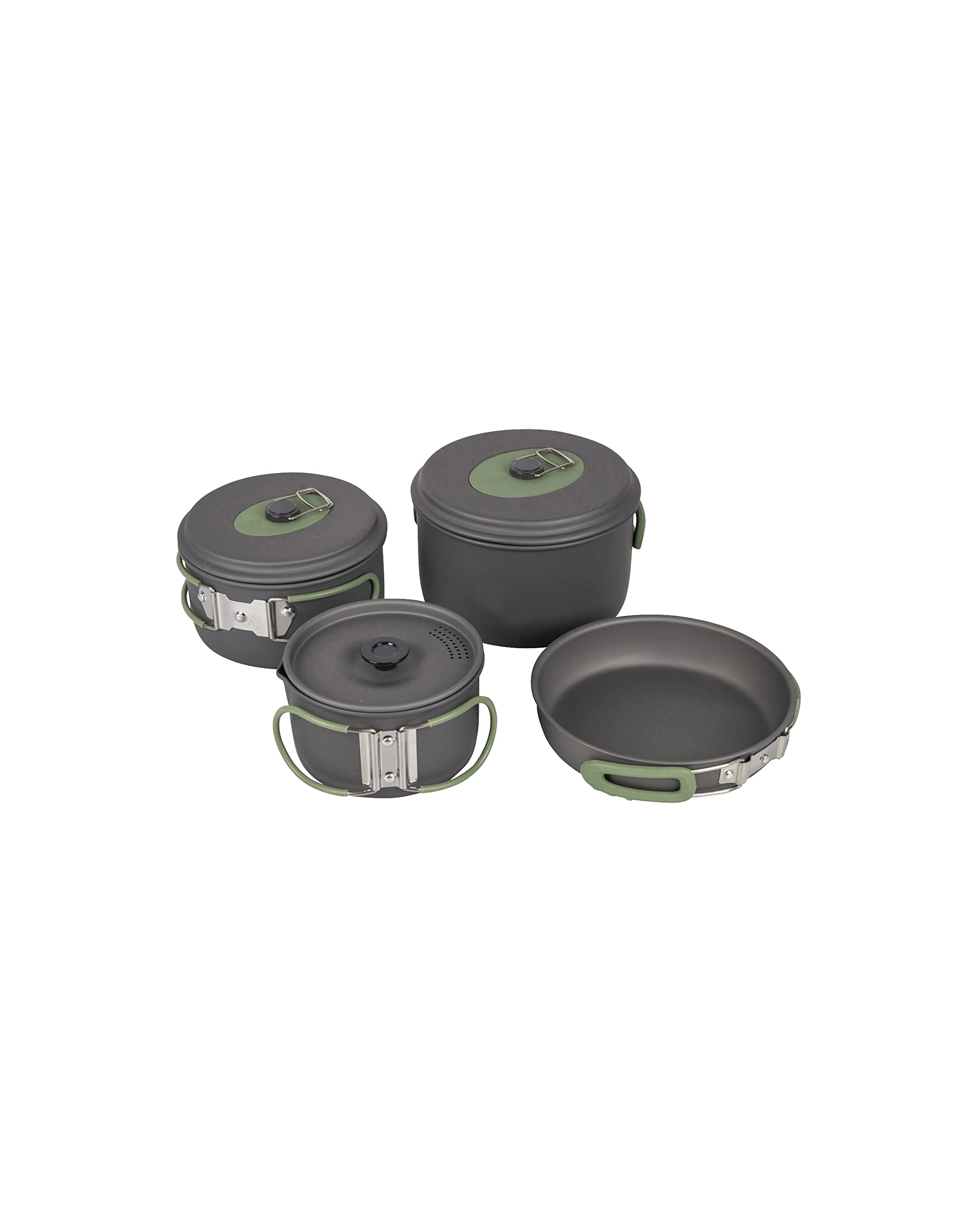 Bo-Camp - Casseroles - Explorer - 4 pcs - Anodisé dur, Anthracite/Rouge