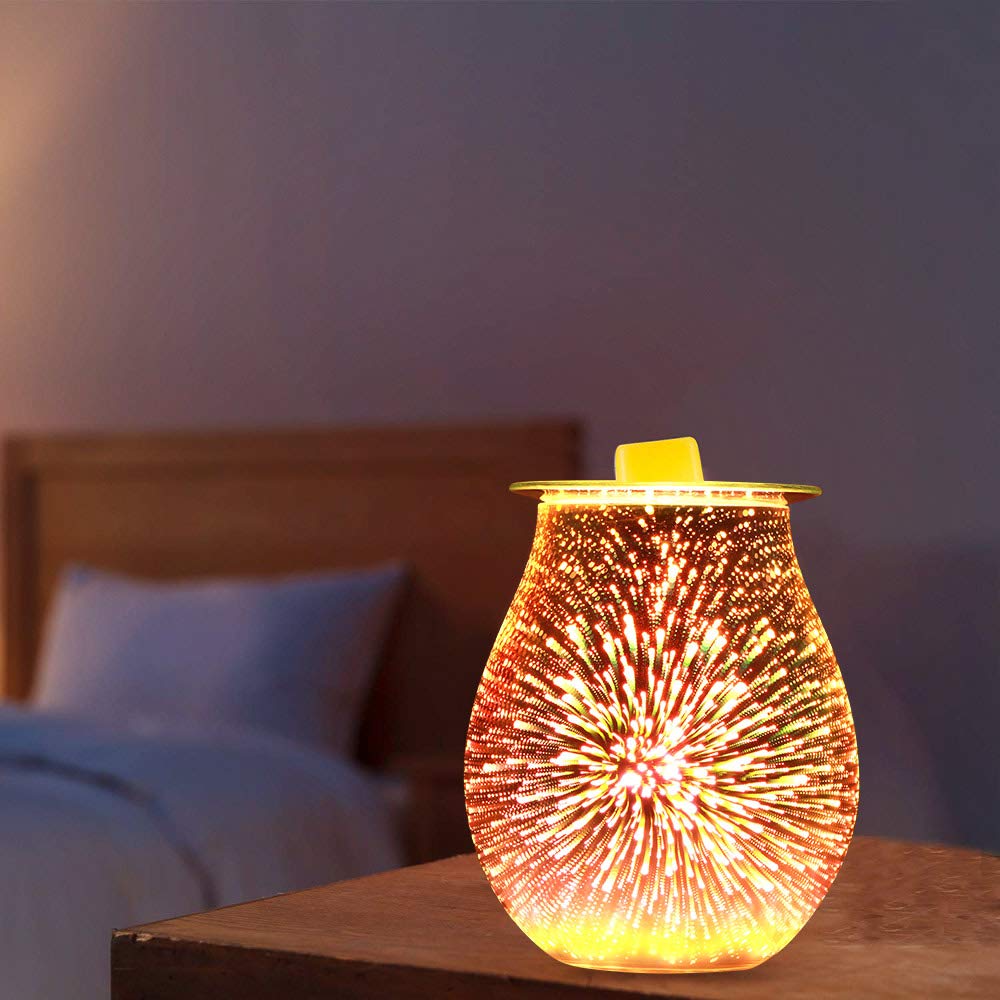 Elektryczne lampy zapachowe, szklane fajerwerki 3D Dyfuzor do aromaterapii Palnik olejowy, podgrzewana lampa palnika fuzji, sterowanie dotykowe lampka nocna na prezenty domowe