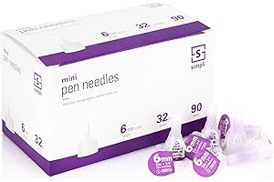 SIMPLI Insulin Pen Needles 6mm (1/4”) x 32G Mini: Smooth, Virtually Pain-Free Injections