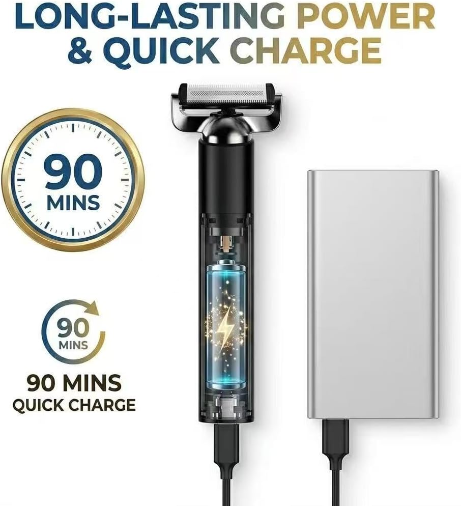 Multi-Function Electric Shaver for Women, T8P 5-in-1 Rechargeable Wet/Dry Hair Remover for Face, Legs, Bikini Area, IPX7 Waterproof Body Trimmer with LED Display & Fast Charging（Black）