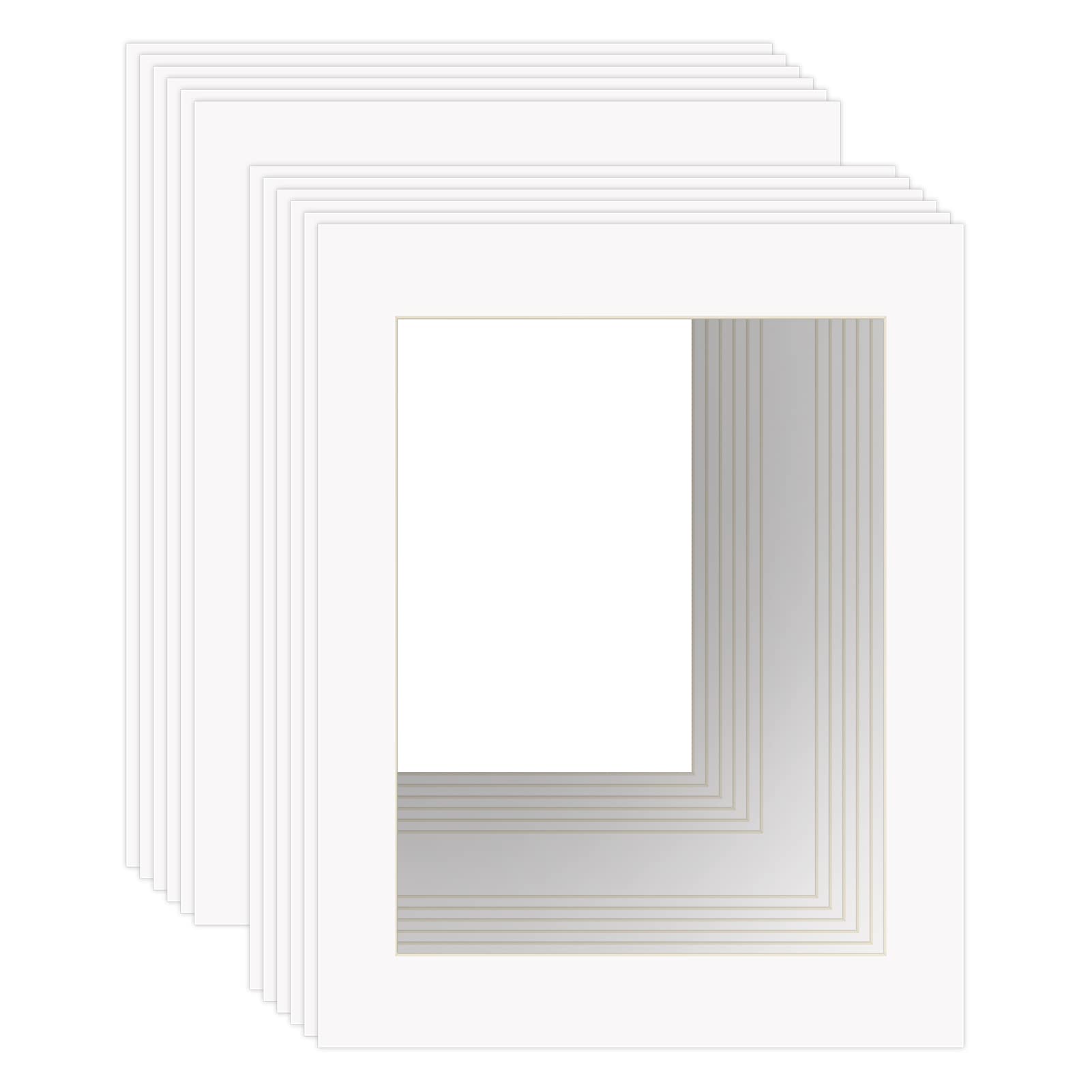 ZBEIVAN 11x14 White Picture Mats for 8.5x11 Pictures with Core Bevel Cut Frame Mattes - Pack of 12