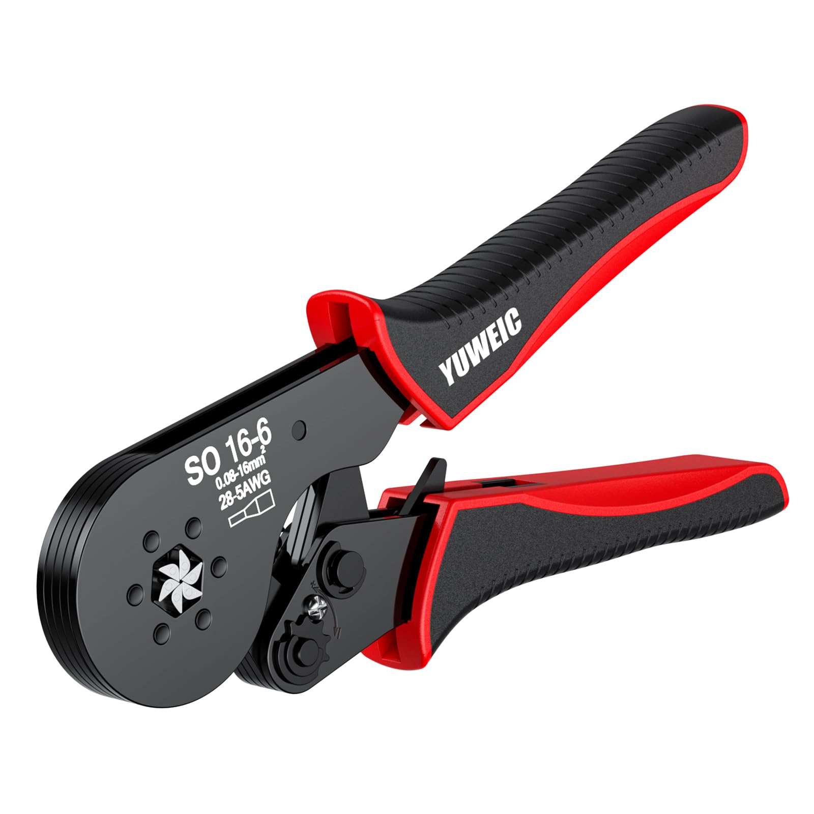 Pinza a crimpare esagonale per cavi isolati e non isolati, 28-6 AWG (0,08-16 mm²)