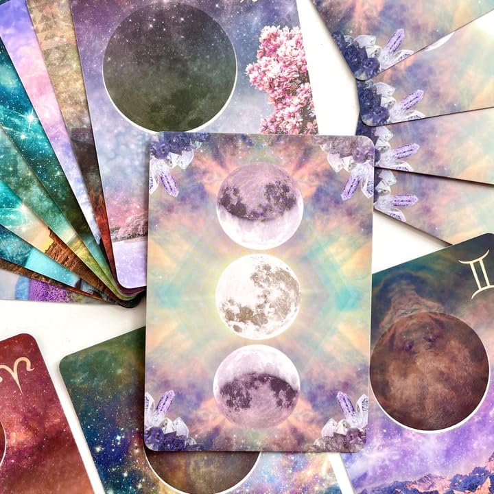 Image of AYME Tarot Cards 44 Pieces Moonology Manifestation Oracle Tarot Card Game Decks Traditional Standard Tarot Deck Fortune Telling Game Divination Tools For Beginners (Style 10)