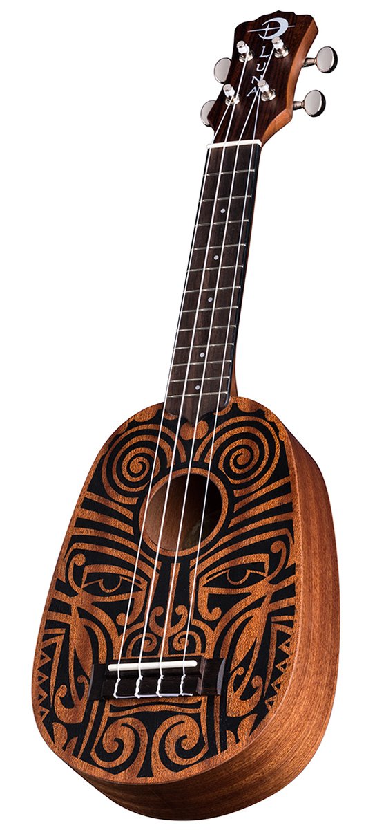 Luna Tribal Pineapple Ukulele Bundle with Gig Bag, Tuner, Austin Bazaar Instructional DVD, and Polishing Cloth - Image 4