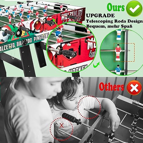 HLC Tischkicker Spieltisch 4 in 1 Multi Spieltisch Kicker Multigame Spieletisch Klappbar Teleskopstangen Spieltisch Multifunktionstisch Billard Tischtennis Tischhockey 123 * 61 * 80CM, Mehrfarbig – Bild 6