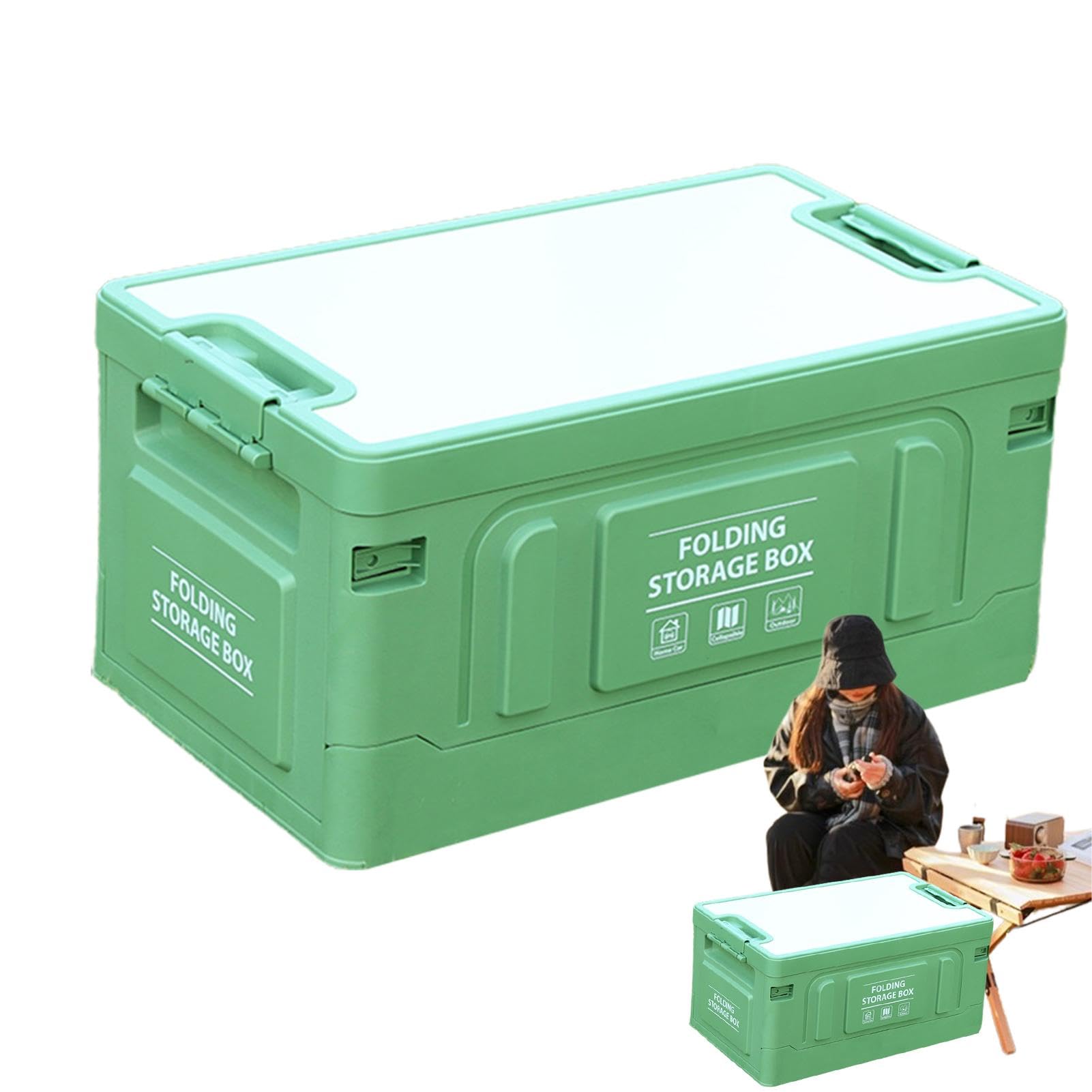 Organizador de maletero plegable para maletero, 60 L, con múltiples usos, con tapa de madera para aperitivos, verduras | con tapa de madera para aperitivos, verduras