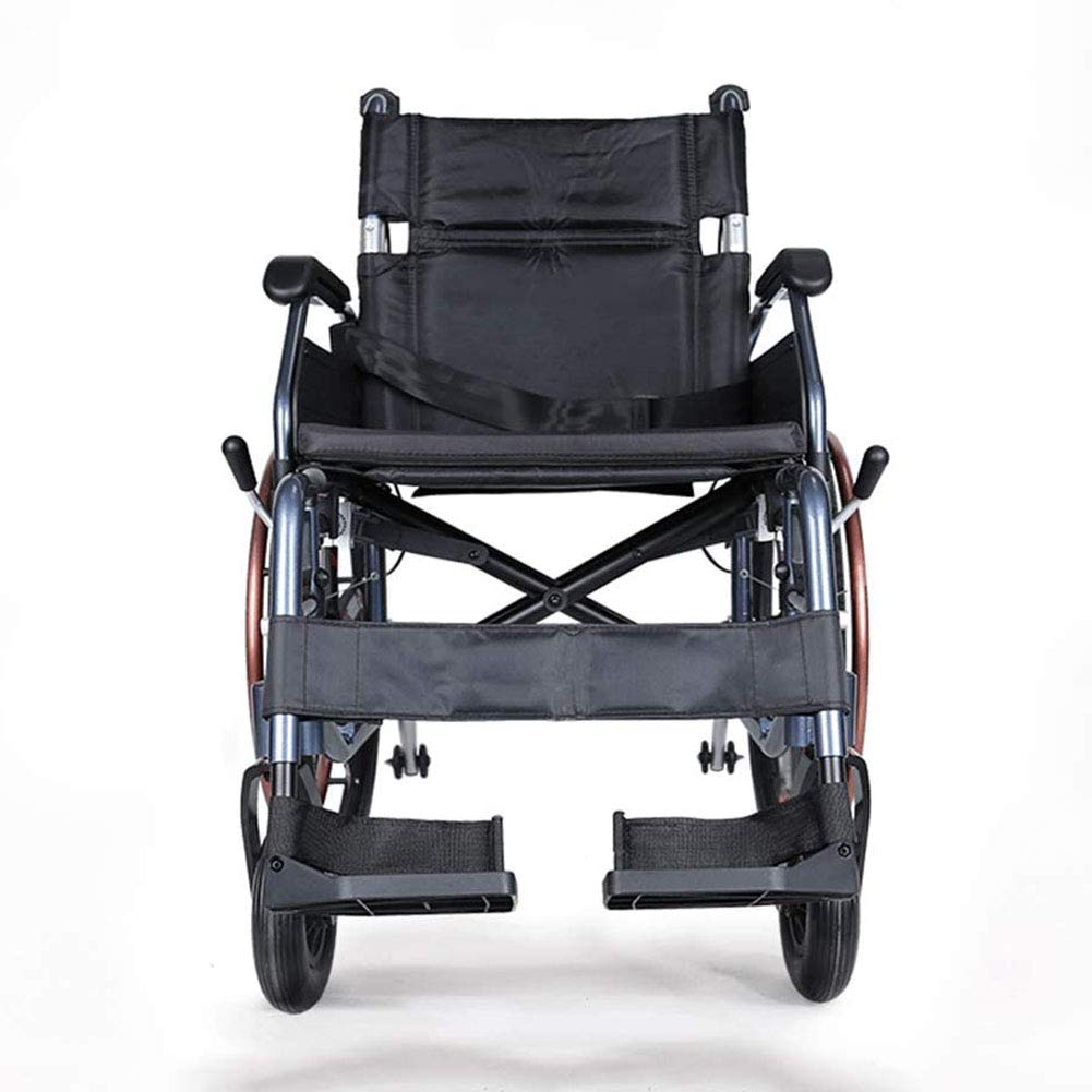 Silla de ruedas autopropulsada plegable de aluminio ligera Silla de ruedas de viaje ultraligera pequeña Patinete de empuje de aleación de aluminio portátil para personas mayores