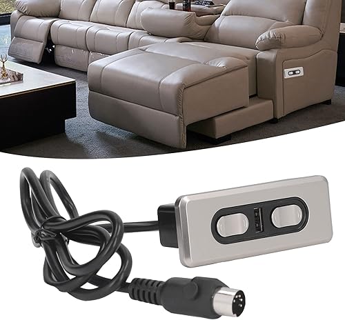 AYNEFY Controlador de sofá eléctrico, controlador de sofá eléctrico de doble motor, controlador reclinable con puerto de carga USB, botón y silla
