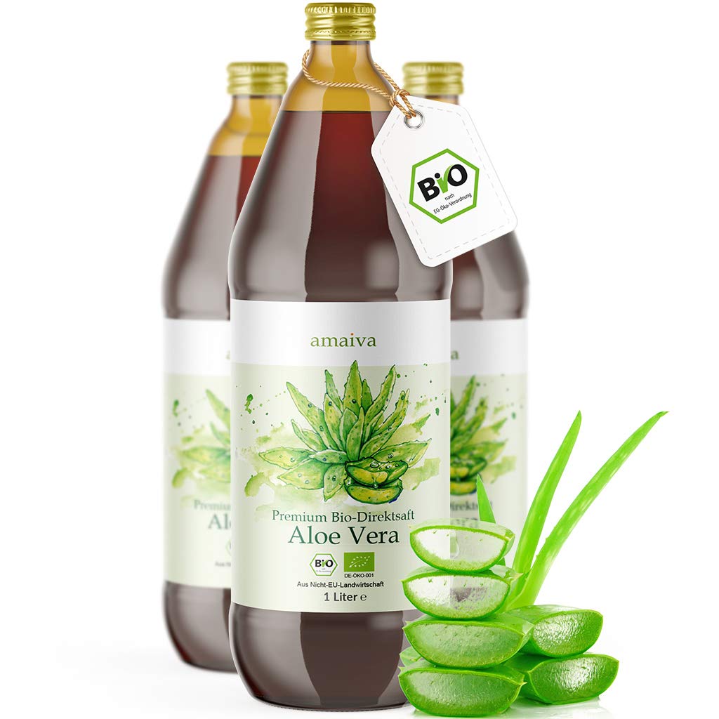 Aloe Vera Saft 100% BIO [NEU] - Einführungsangebot - 3 Liter - Direktsaft, gefiltert - Premium Qualität mit 1.200mg Aloverose, kontrolliert und abgefüllt in Deutschland